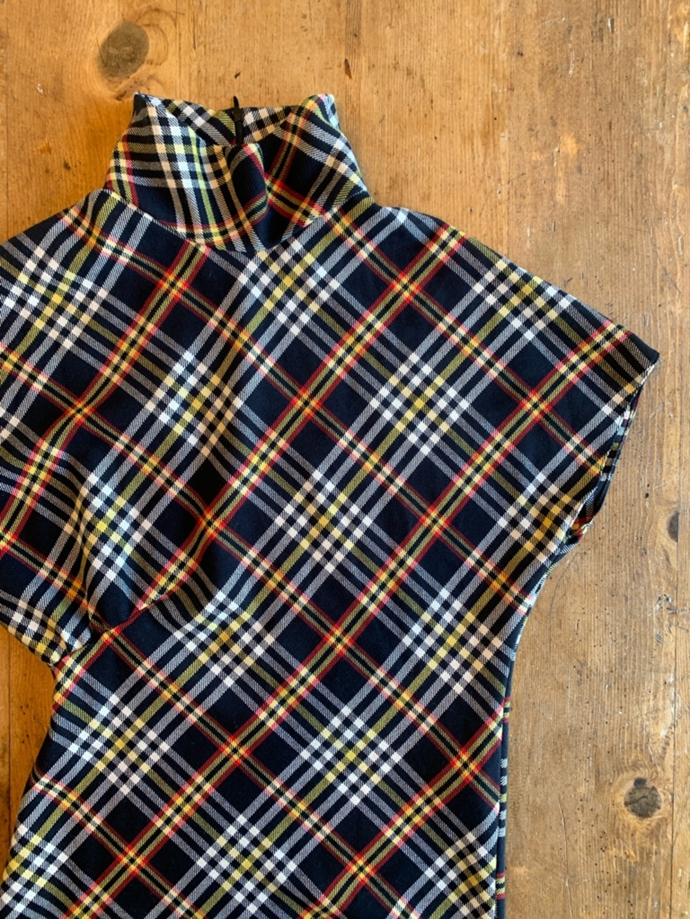 Zara Woman Black Plaid Top with Yellow and Red Accents - Picture 15 of 16